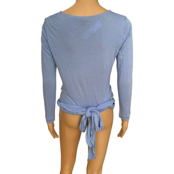 J. Crew periwinkle blue long wrap tie blouse stretch size XS NWT - Picture 3 of 7
